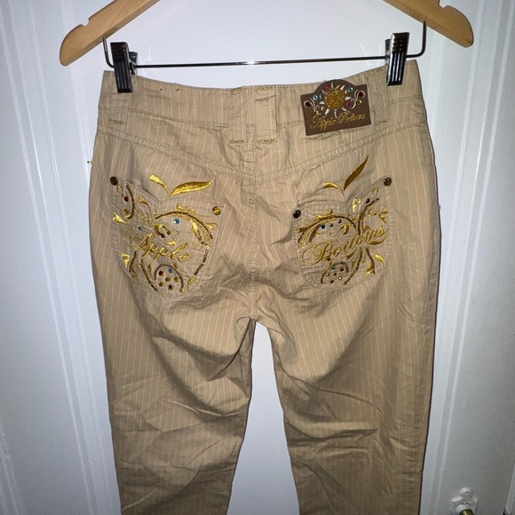 Vintage w/Tags - Apple Bottoms Embroidered Trousers with Gold & Gem Accents - Picture 2 of 8